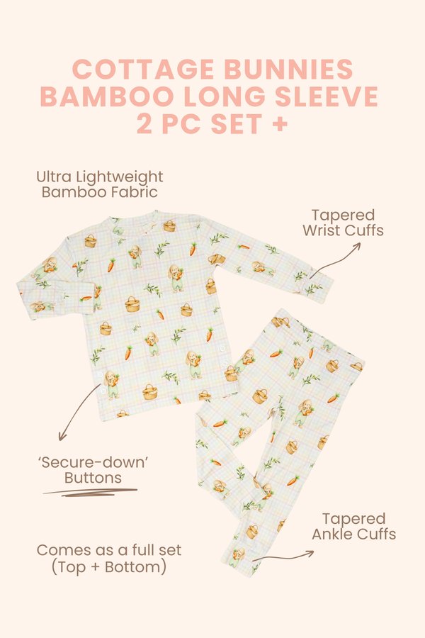 Cottage Bunnies Bamboo Long Sleeve 2 Pc Set +