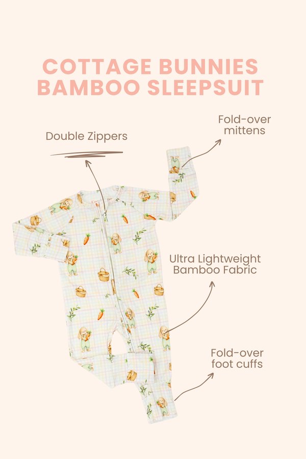Cottage Bunnies Bamboo Sleepsuit