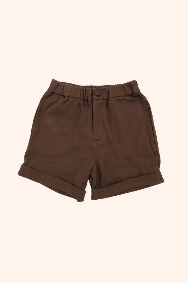 Meadow Cotton Unisex Cuffed Hem Shorts - Mocha