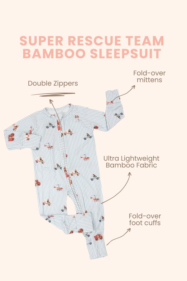 Super Rescue Team Bamboo Sleepsuit