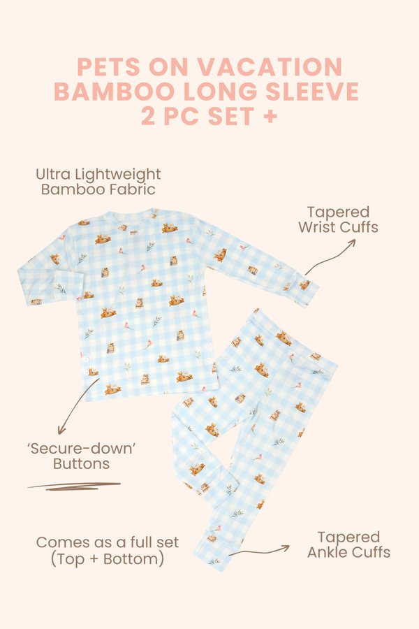 Pets On Vacation Bamboo Long Sleeve 2 Pc Set +