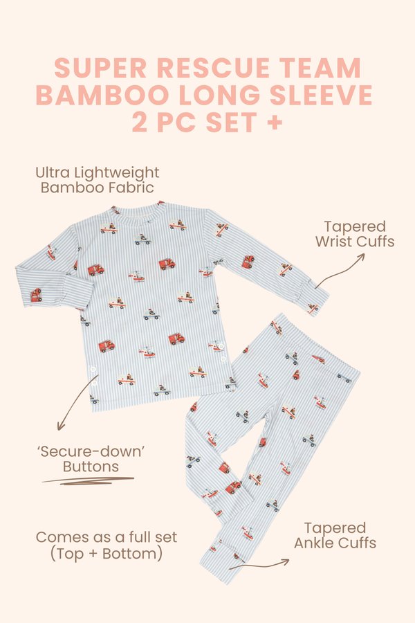 Super Rescue Team Bamboo Long Sleeve 2 Pc Set +