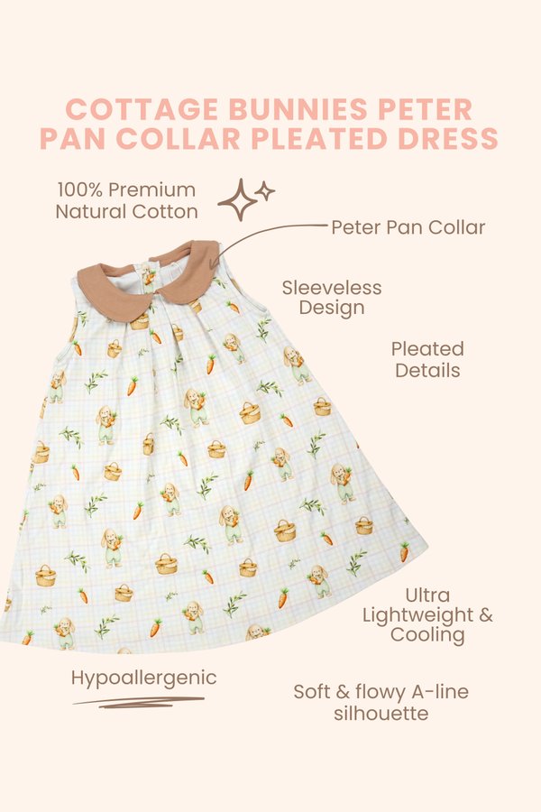 Cottage Bunnies Peter Pan Collar Pleated Dress