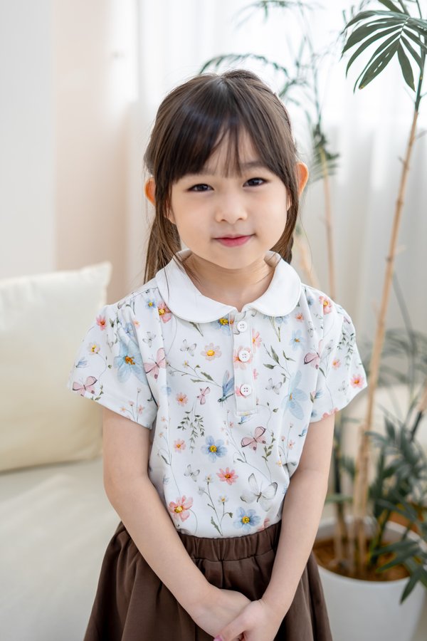 Blush Of Spring Peter Pan Collar Pleated Sleeves Top