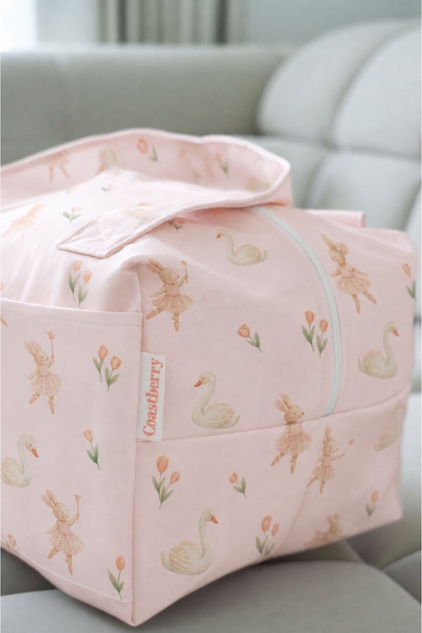 Waterproof Multi-Functional (Travel / Gym / Diaper) Bag in Swan Lake Ballerina Bunnies