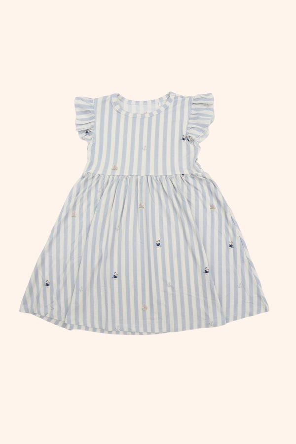 Captain Seagull Flutter Sleeves Bamboo Dress