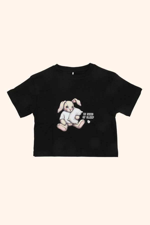 [Kids] Bunny In Need Of Sleep Boxy Tee in Black
