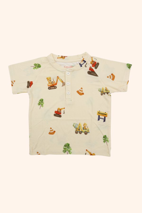 Construction Bears Bamboo Henley Tee