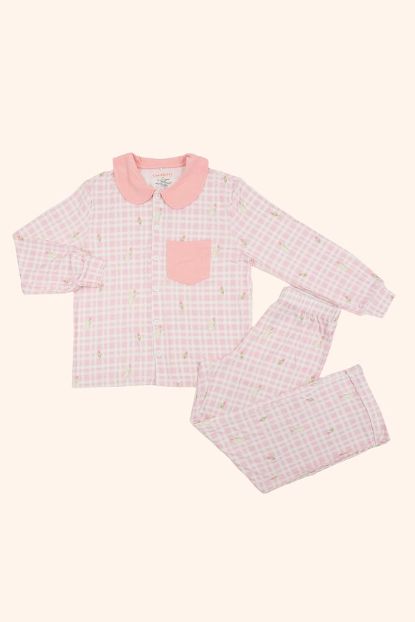 [Adult] Bunny's Tulip Garden Peter Pan Collar Bamboo Button-Up Pyjamas Set