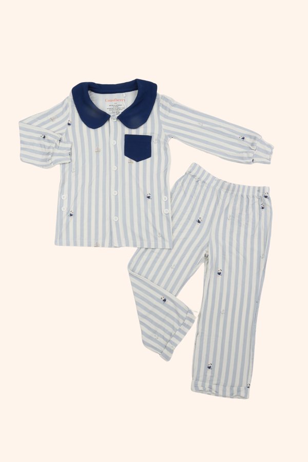 [Kids] Captain Seagull Peter Pan Collar Bamboo Button-Up Pyjamas Set