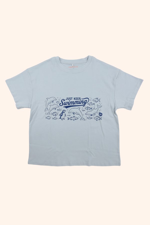 [Adult] Just Keep Swimming Relaxed Boxy Tee in Blue