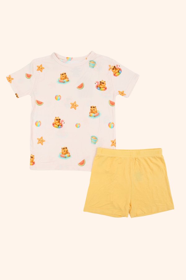 Capybara Vacation Bamboo Tee & Shorts Set