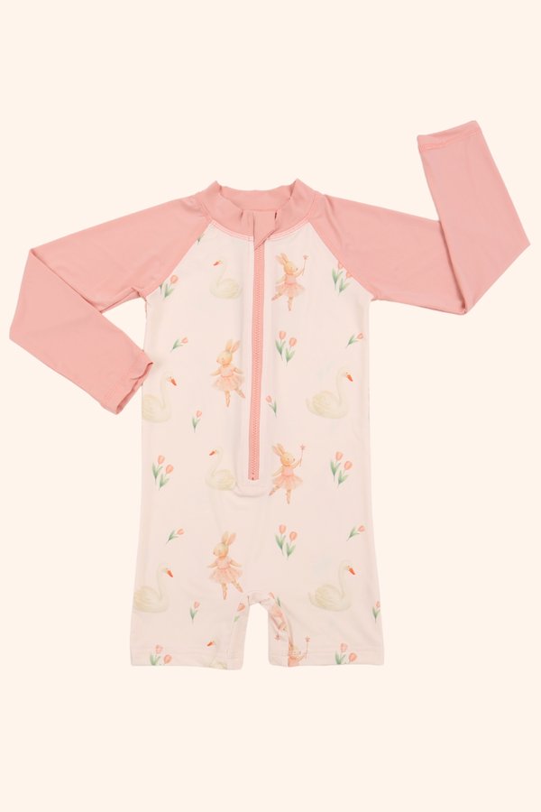 Swan Lake Ballerina Bunnies UPF50+ Long Sleeve Swimsuit V2