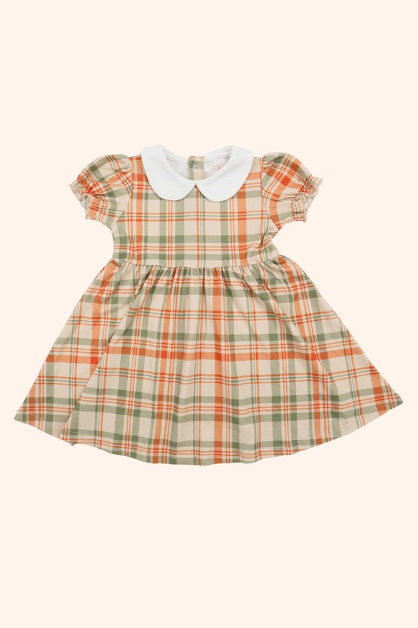 Heirloom Plaid Peter Pan Collar Puff Sleeves Dress