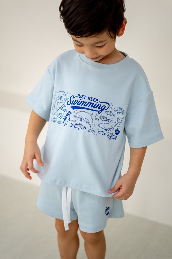[Kids] Just Keep Swimming Boxy Tee in Blue