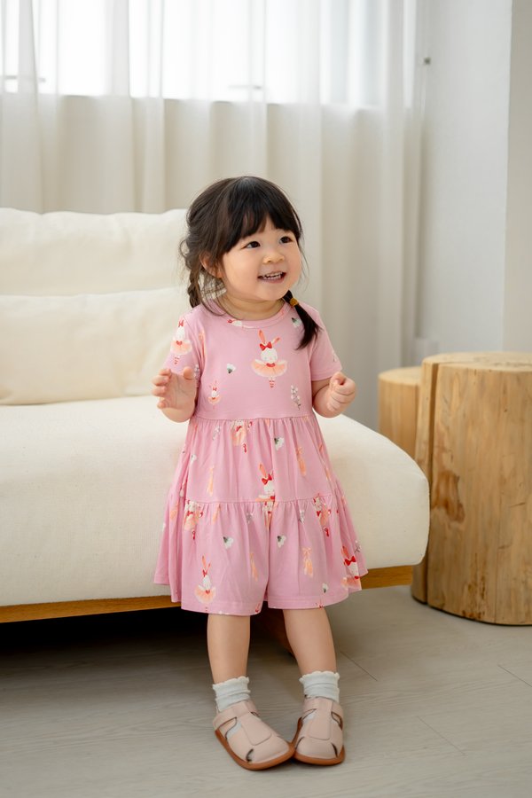 Ballerina Bunnies Tiered Bamboo Dress