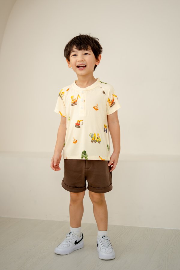 Construction Bears Bamboo Henley Tee