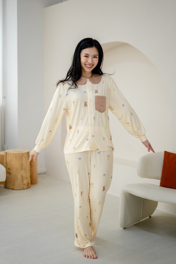 [Adult] Ducky & Bear Peter Pan Collar Bamboo Button-Up Pyjamas Set