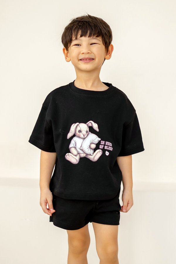 [Kids] Bunny In Need Of Sleep Boxy Tee in Black