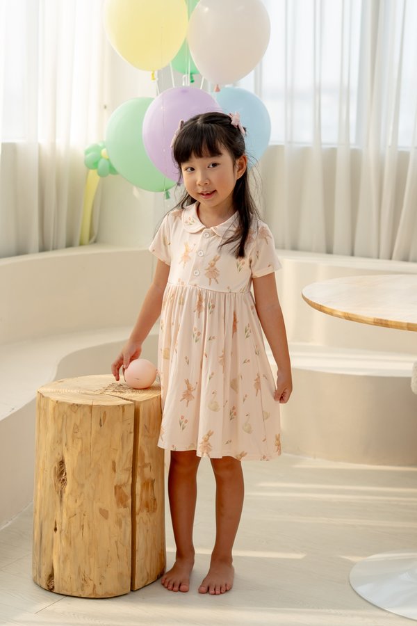 Swan Lake Ballerina Bunnies Peter Pan Collar Bamboo Dress